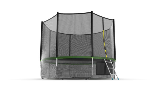 EVO JUMP External 12ft (Green) + Lower net. Батут с внешней сеткой и лестницей, диаметр 12ft (зеленый) + нижняя сеть